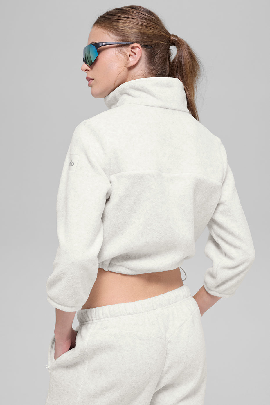 Alo Yoga Polar Fleece Retreat Cropped Jacket - White Heather Grey