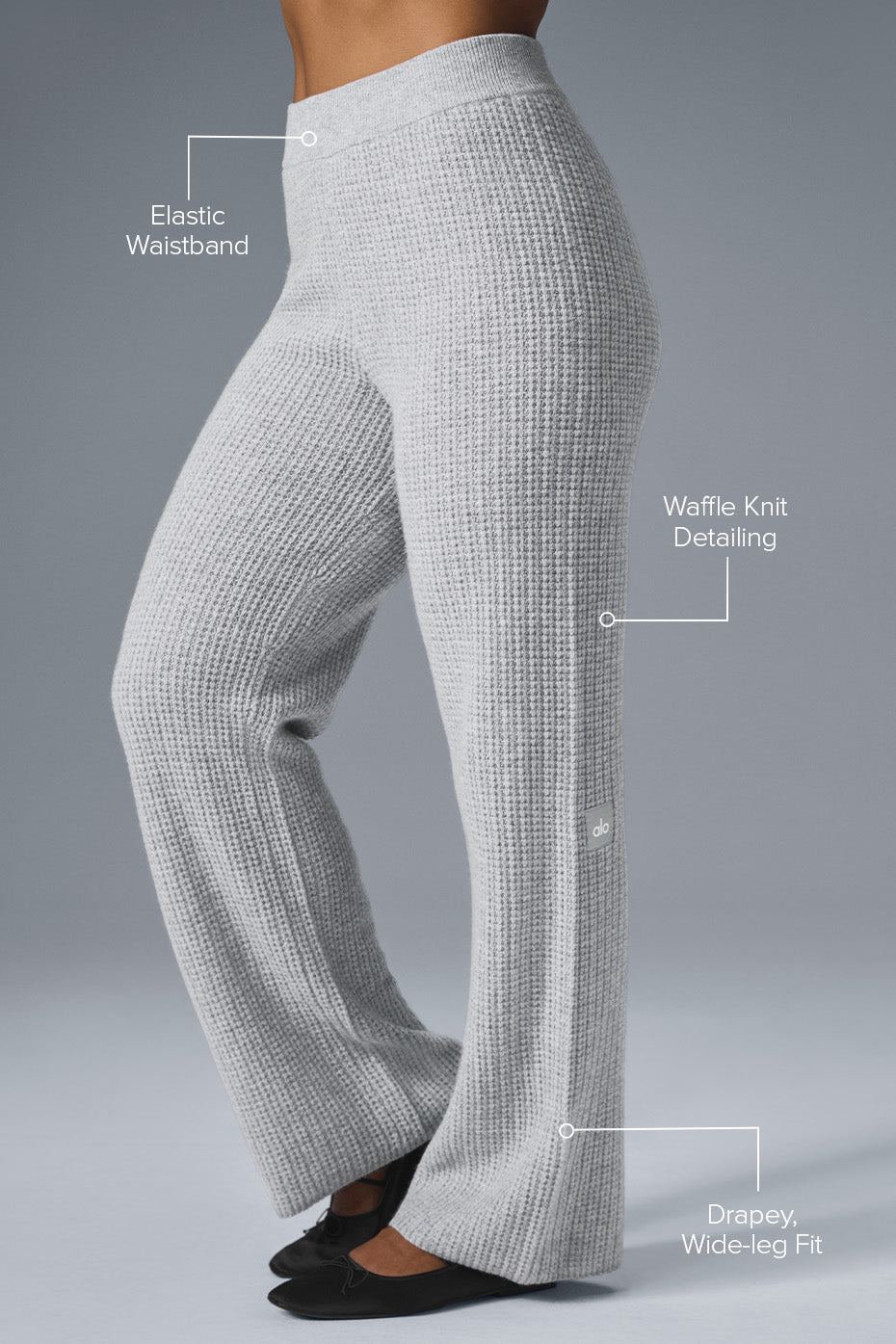 Alo Yoga Cashmere High-Waist Plush Waffle Pant - Athletic Heather Grey
