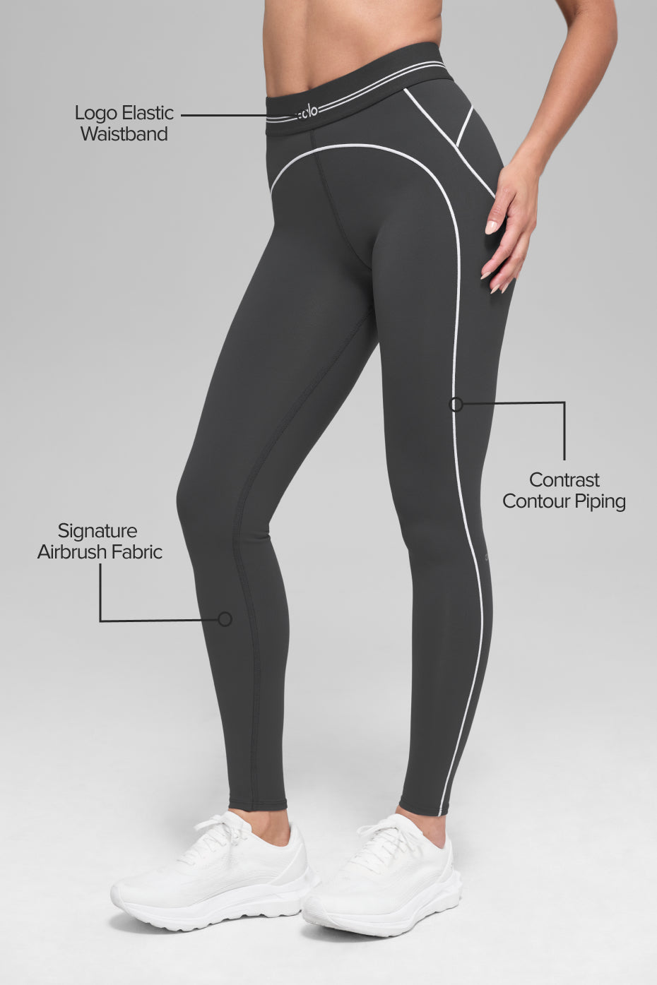 Alo Yoga Airbrush High-Waist Heart Throb Legging - Anthracite/White