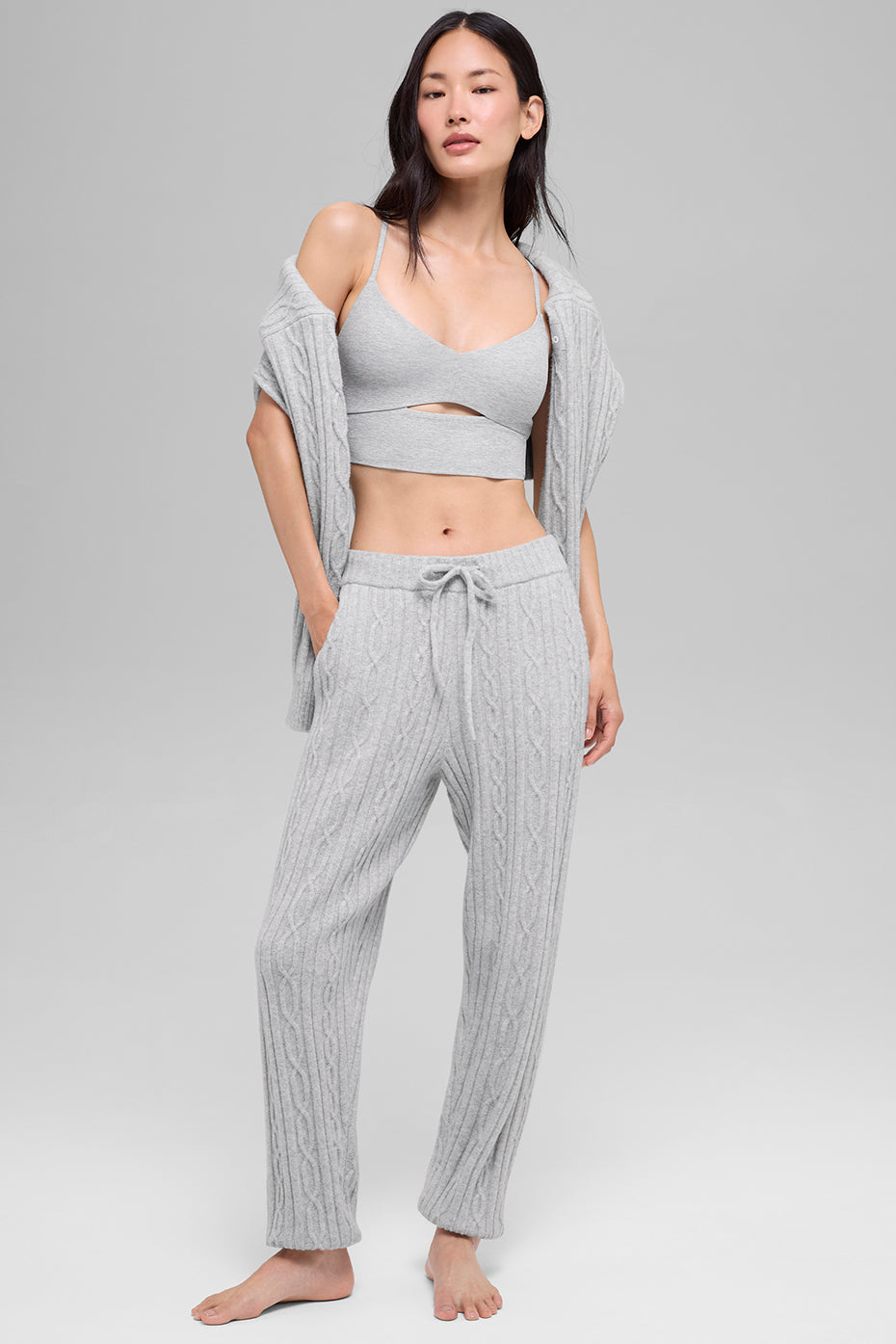 Alo Yoga Cable Knit Winter Bliss Pant - Athletic Heather Grey