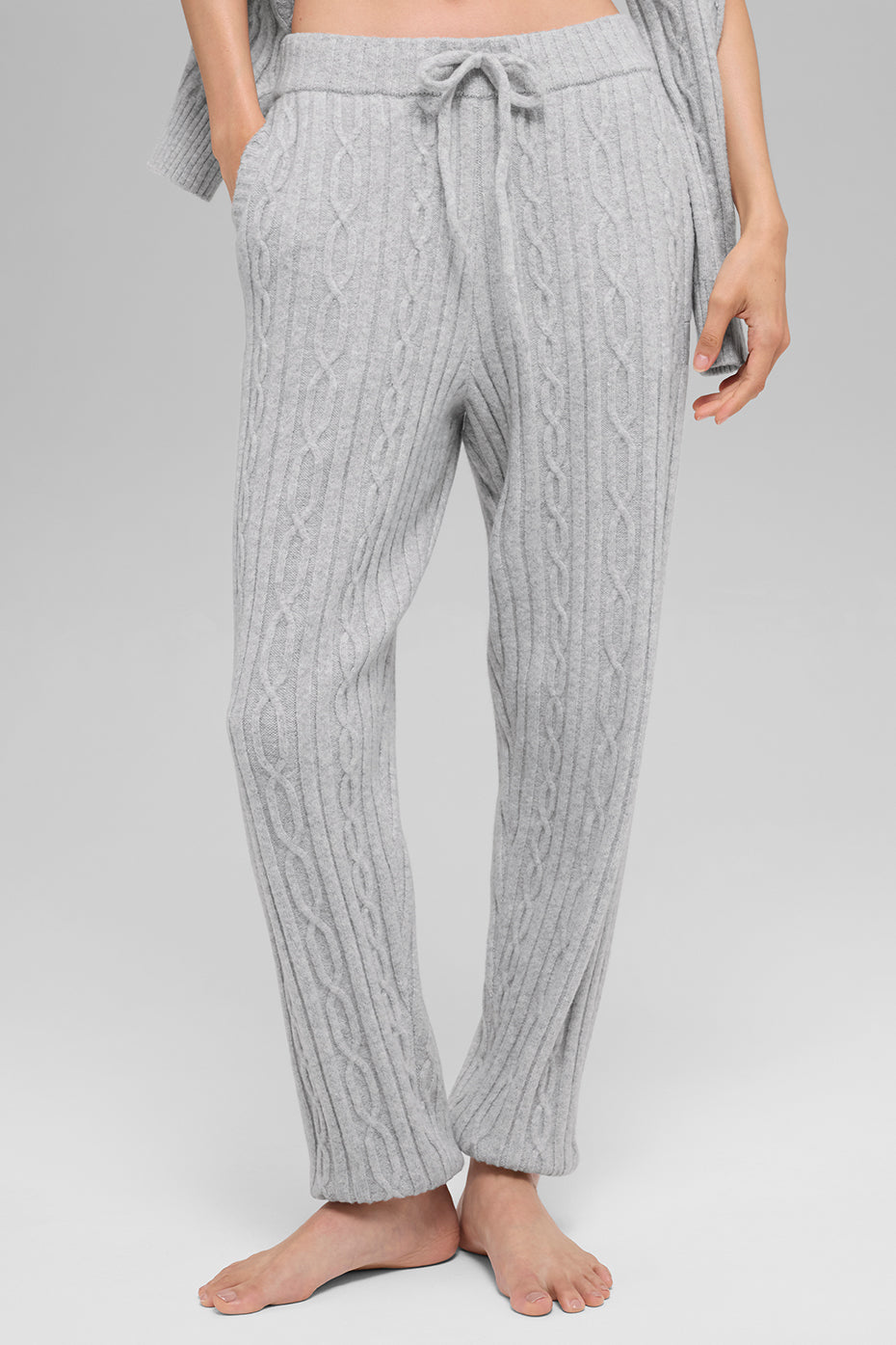 Alo Yoga Cable Knit Winter Bliss Pant - Athletic Heather Grey