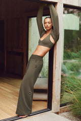 Alo Yoga Serenity Wide Leg Sweatpant - Olive Tree