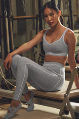 Alo Yoga Alosoft High-Waist Heart Throb Legging - Athletic Heather Grey/White