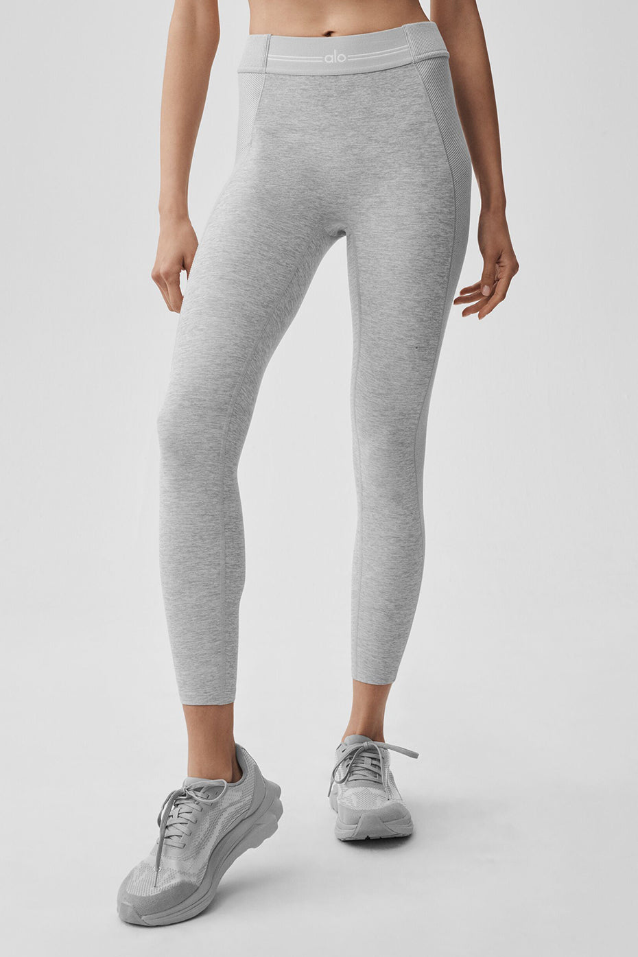 Alo Yoga Alosoft High-Waist 7/8 Relay Legging - Athletic Heather Grey/White