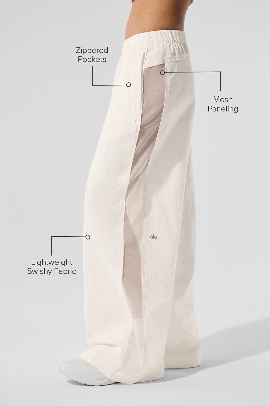 Alo Yoga High-Waist Origin Wide Leg Track Pant - Ivory
