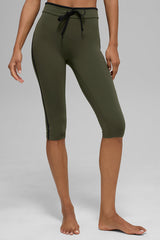 Alo Yoga Airbrush High-Waist Race Pace Capri - Green Olive/Black