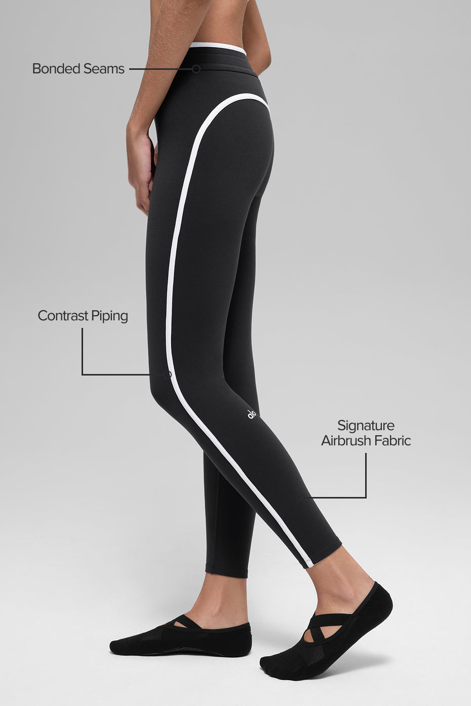 Alo Yoga Airbrush High-Waist Race Pace 7/8 Legging - Black/White