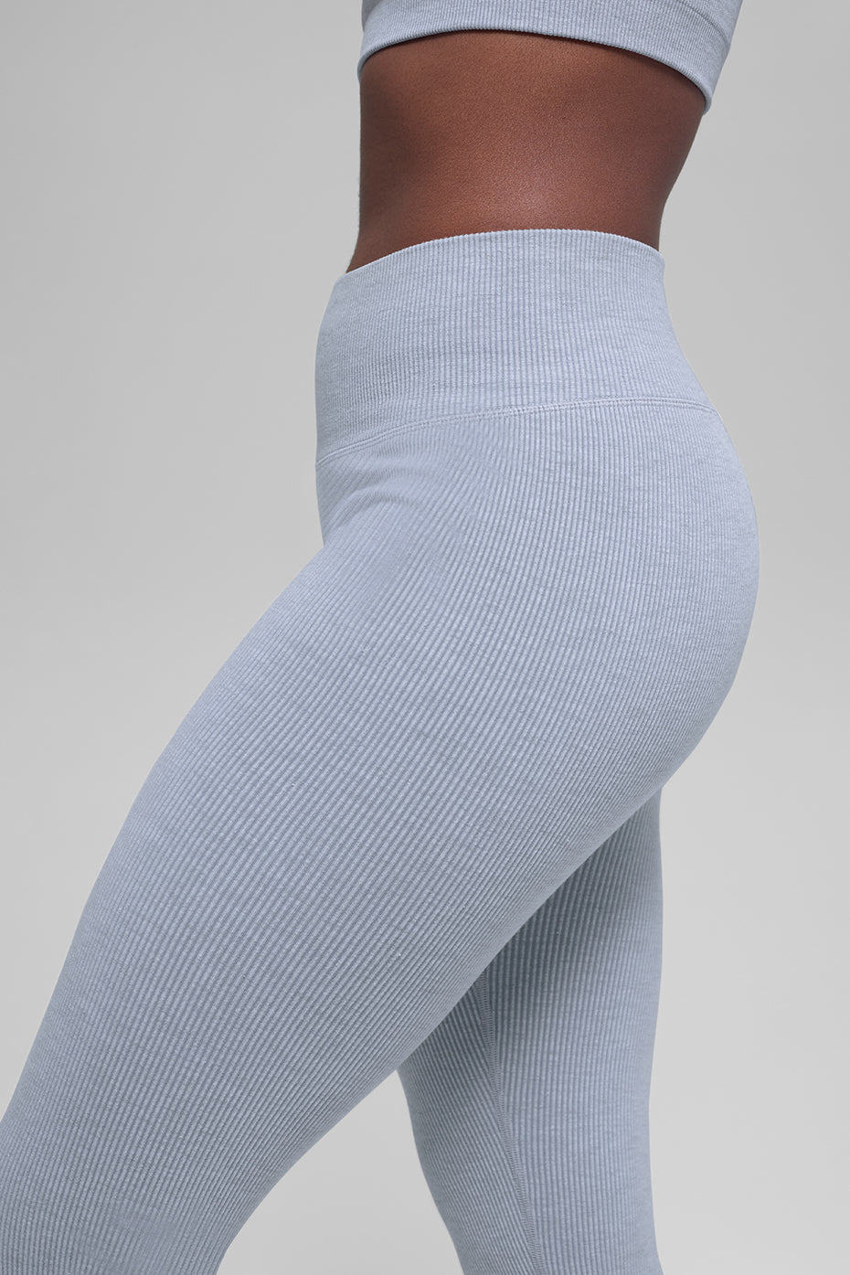 Alo Yoga Seamless High-Waist Two Tone Rib Legging - Winter Frost Heather
