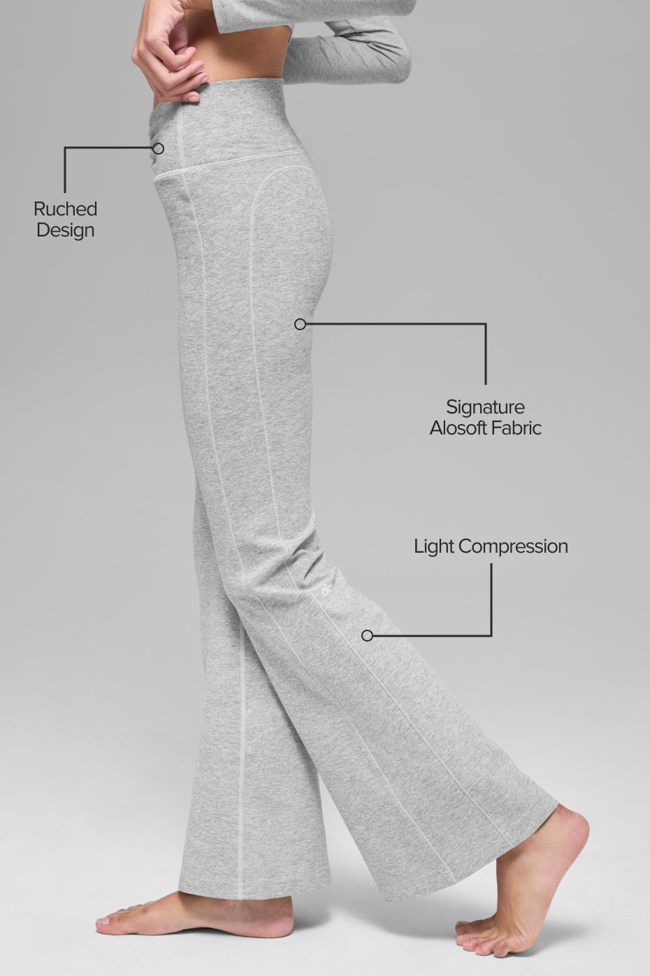 Alo Yoga Alosoft Intuition High-Waist Bootcut - Athletic Heather Grey