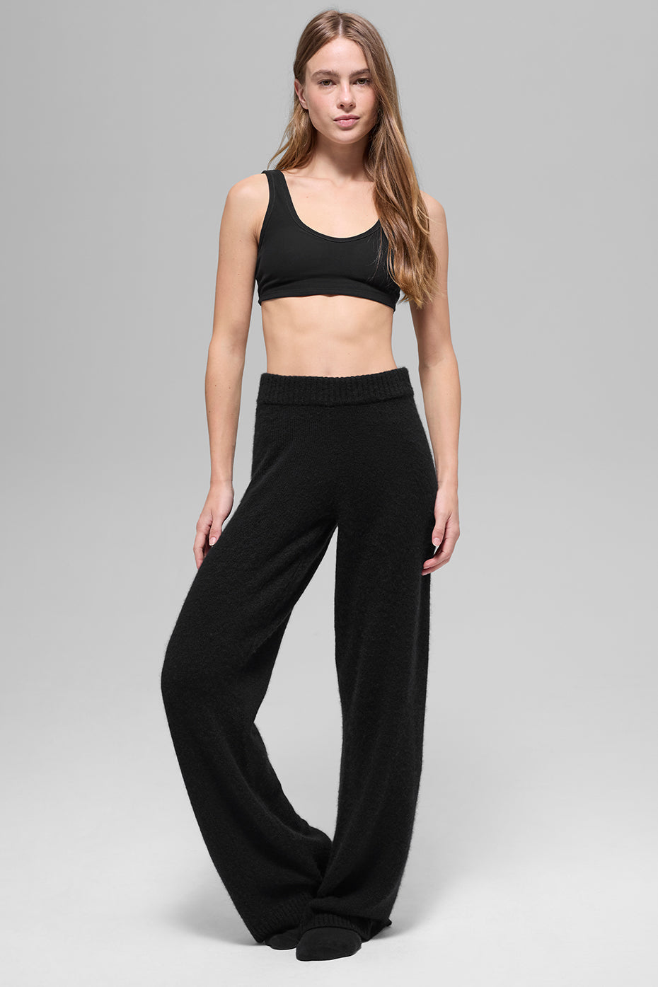 Alo Yoga Wool Cashmere High-Waist New Class Wide Leg Pant - Black