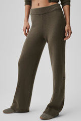 Alo Yoga Wool Cashmere High-Waist New Class Wide Leg Pant - Olive Tree