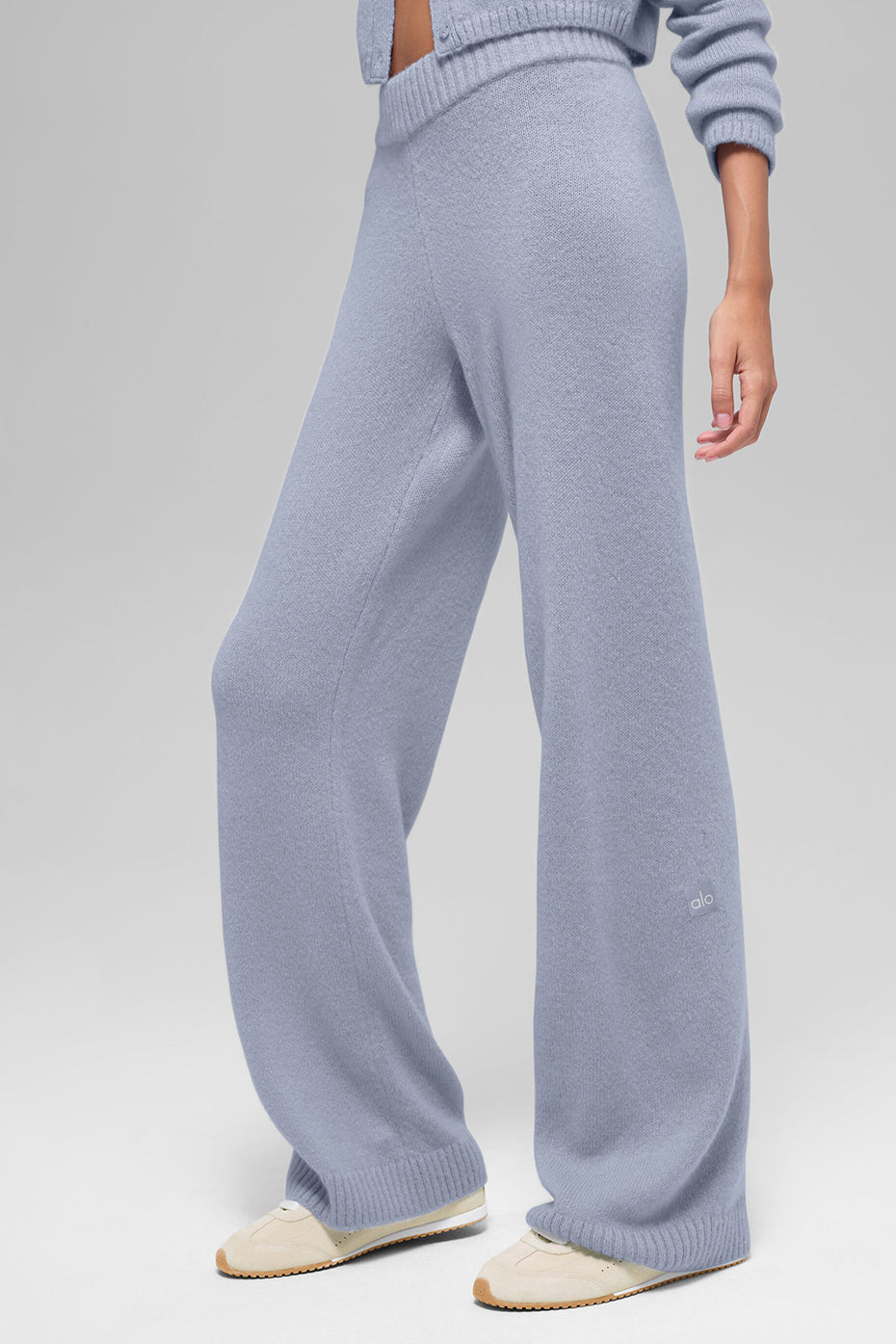 Alo Yoga Wool Cashmere High-Waist New Class Wide Leg Pant - Winter Frost