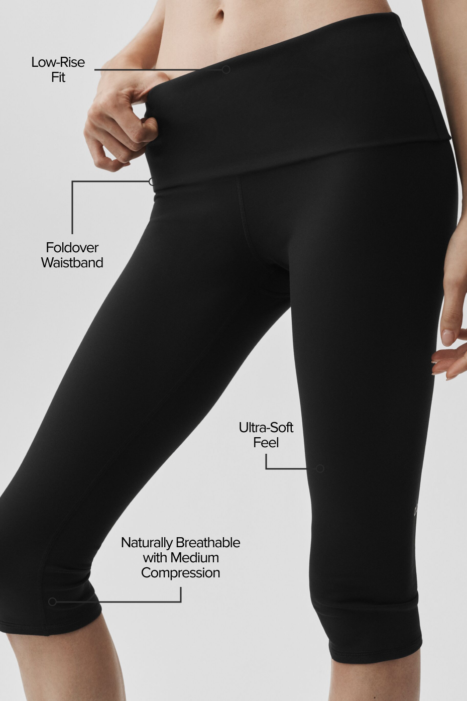 Alo Yoga ALO Softsculpt Low-Rise Foldover Capri - Black