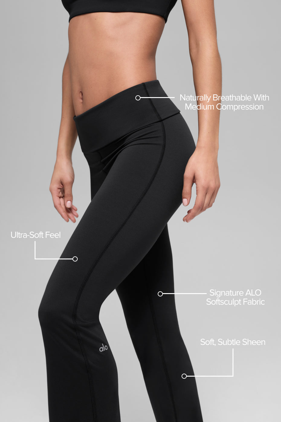 Alo Yoga ALO Softsculpt Foldover Flare Legging (Regular) - Black
