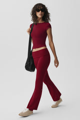 Alo Yoga ALO Softsculpt Foldover Flare Legging (Regular) - Summer Romance Red