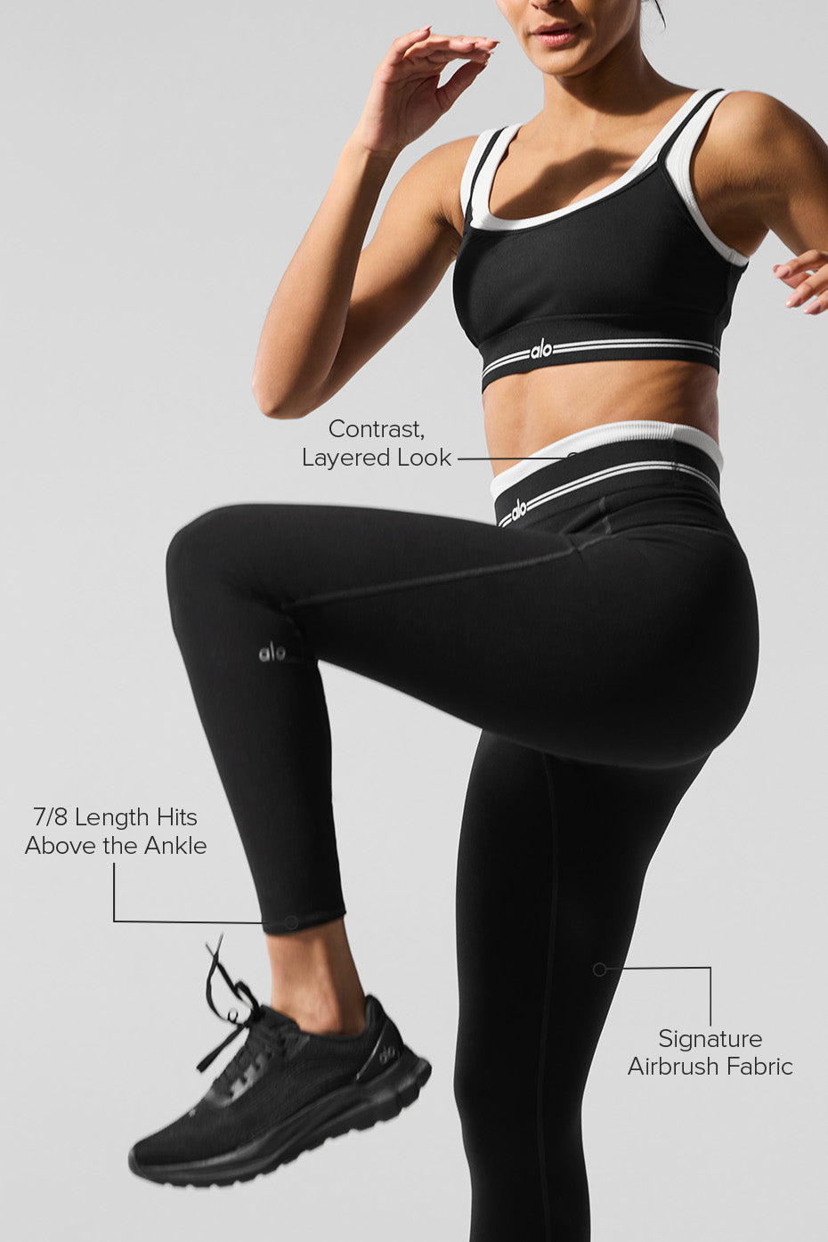 Alo Yoga Airbrush High-Waist 7/8 Better Together Legging - Black/White