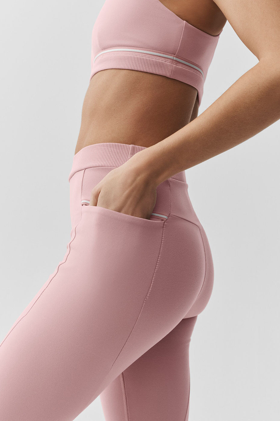 Alo Yoga Airbrush High-Waist Fast Track Legging - Vintage Pink/White