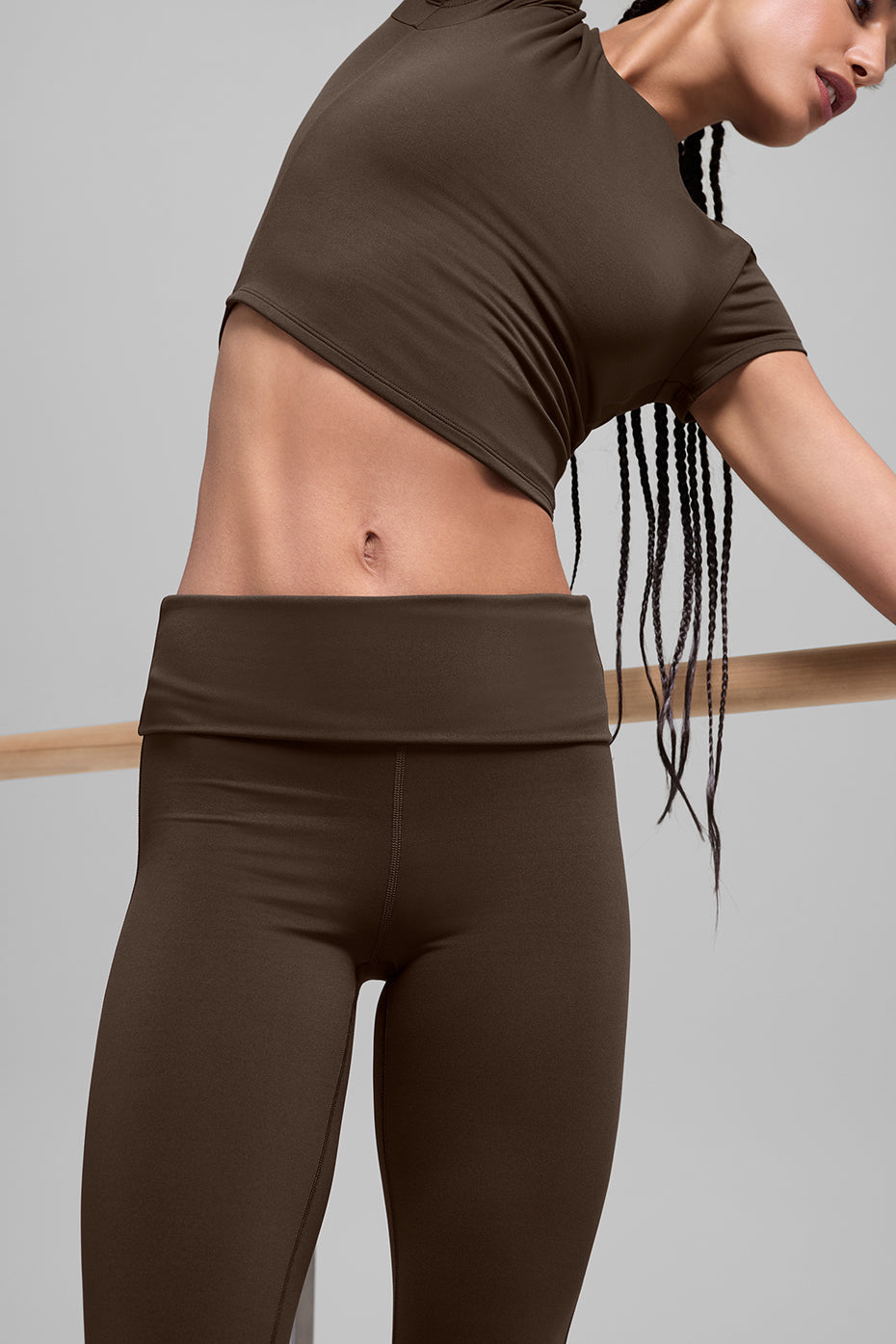 Alo Yoga ALO Softsculpt Foldover Flare Legging (Short) - Espresso