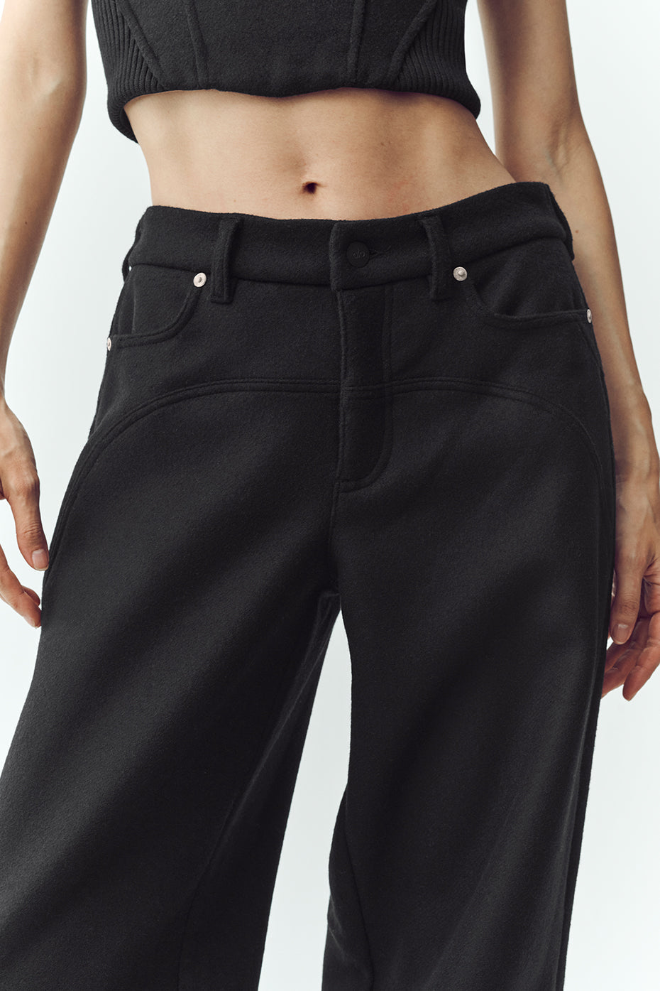 Alo Yoga Wool Blend Nightcap Wide Leg Pant - Black
