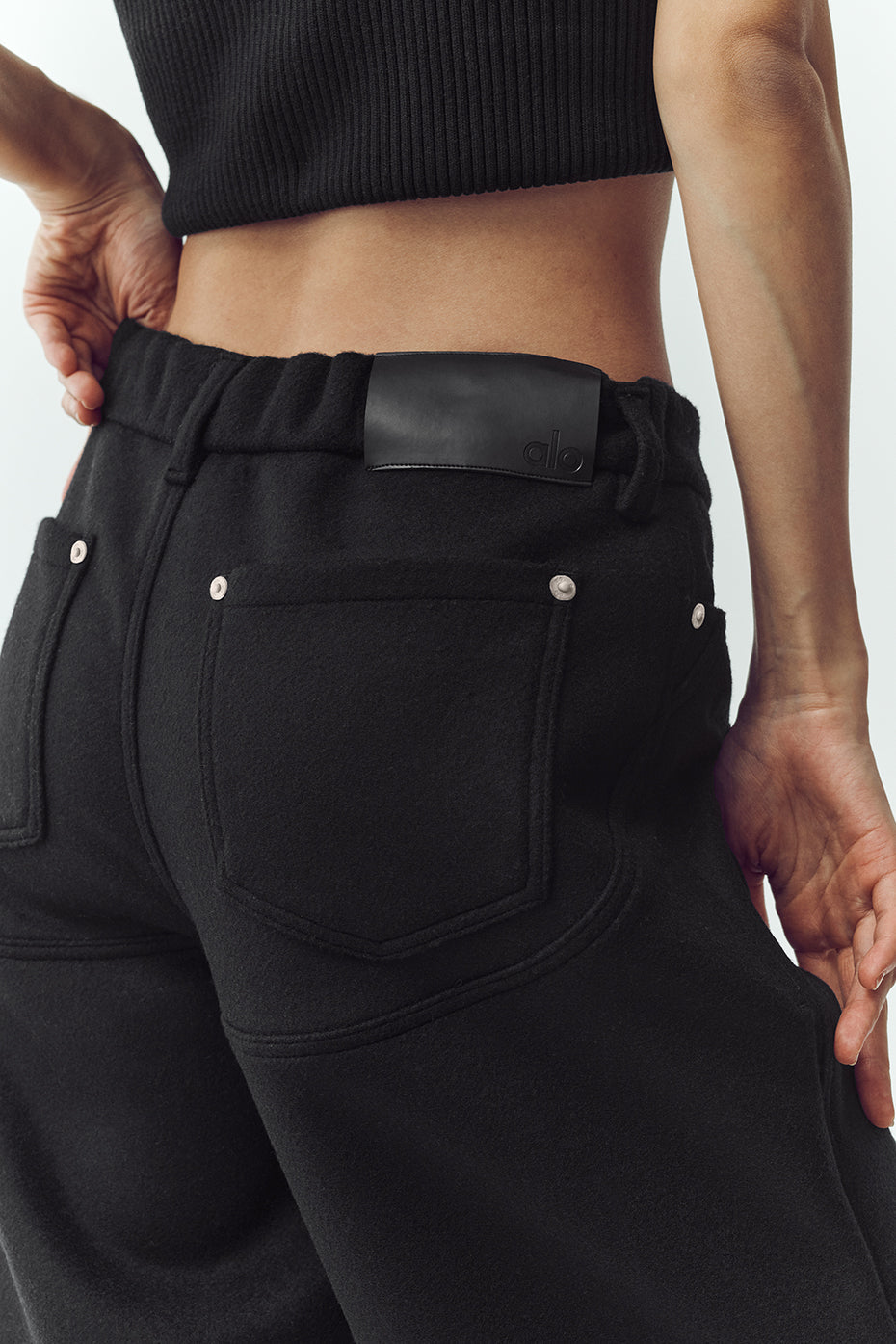 Alo Yoga Wool Blend Nightcap Wide Leg Pant - Black