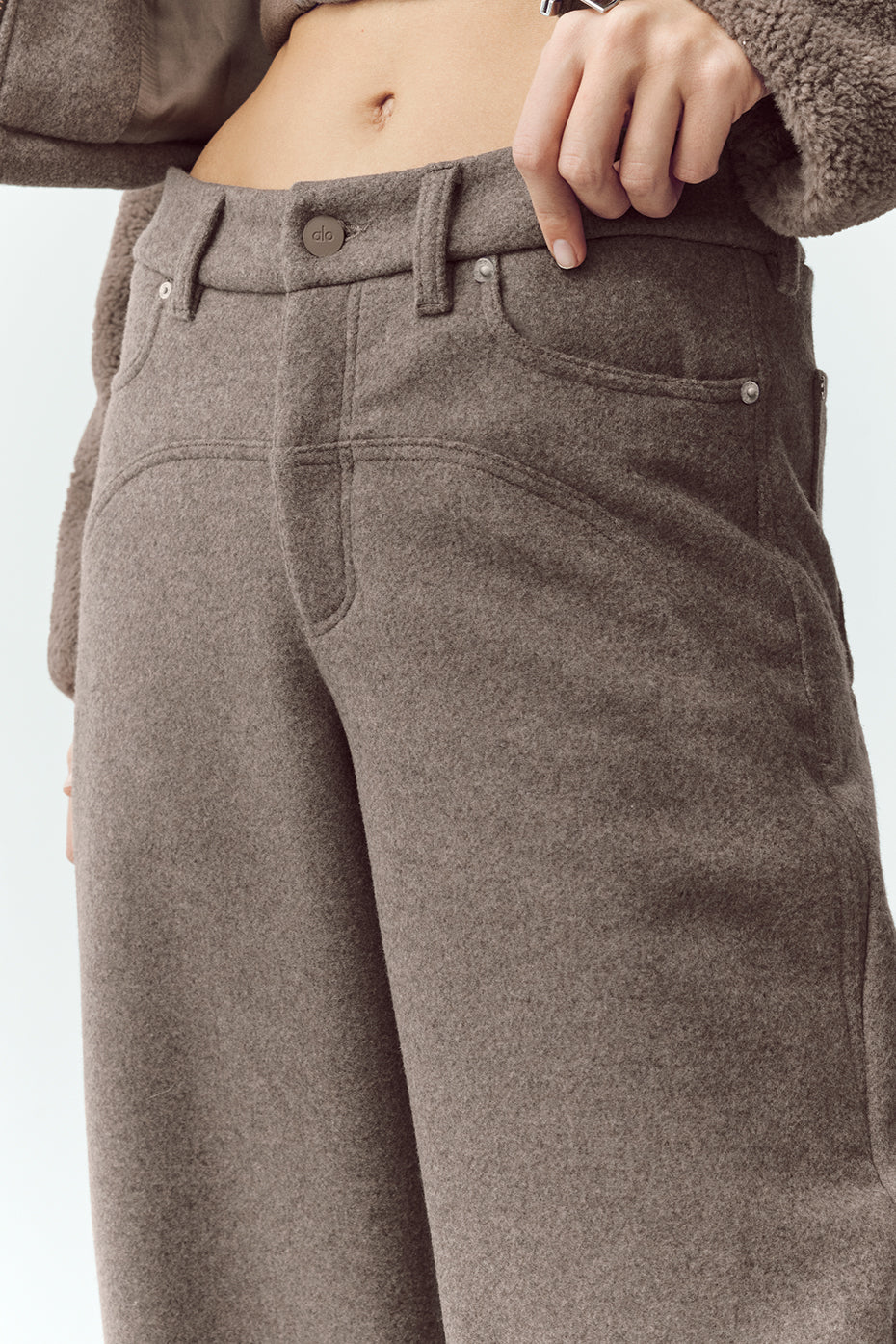 Alo Yoga Wool Blend Nightcap Wide Leg Pant - Alpine Cocoa Heather