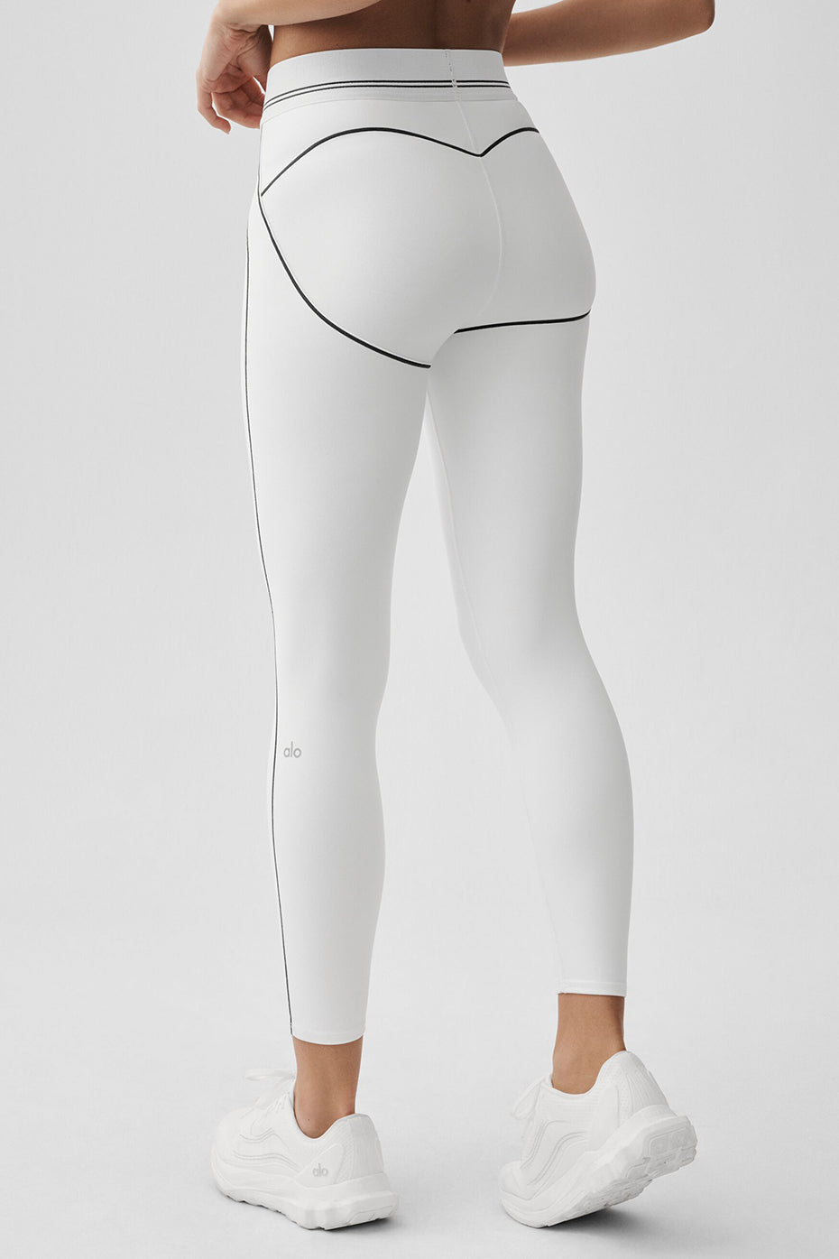 Alo Yoga Airbrush High-Waist 7/8 Heart Throb Legging - White/Black
