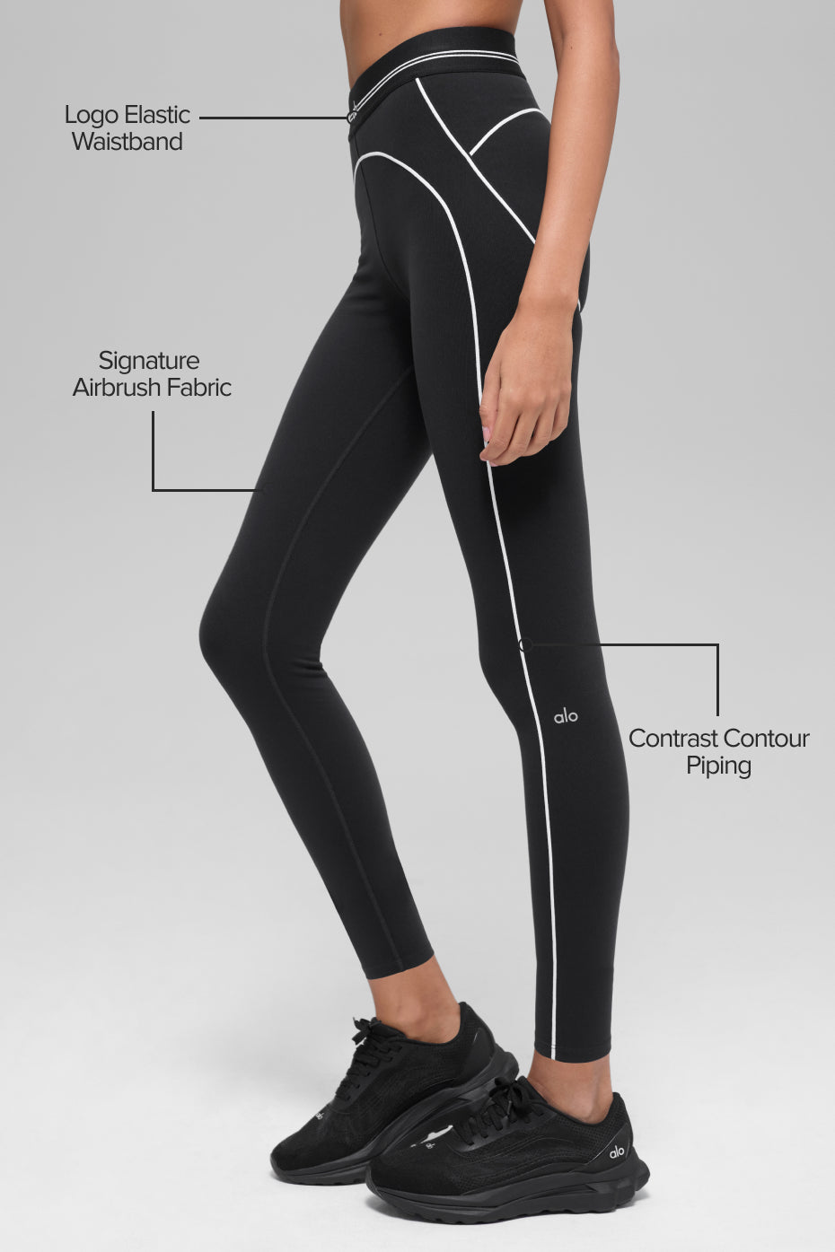 Alo Yoga Airbrush High-Waist 7/8 Heart Throb Legging - Black/White
