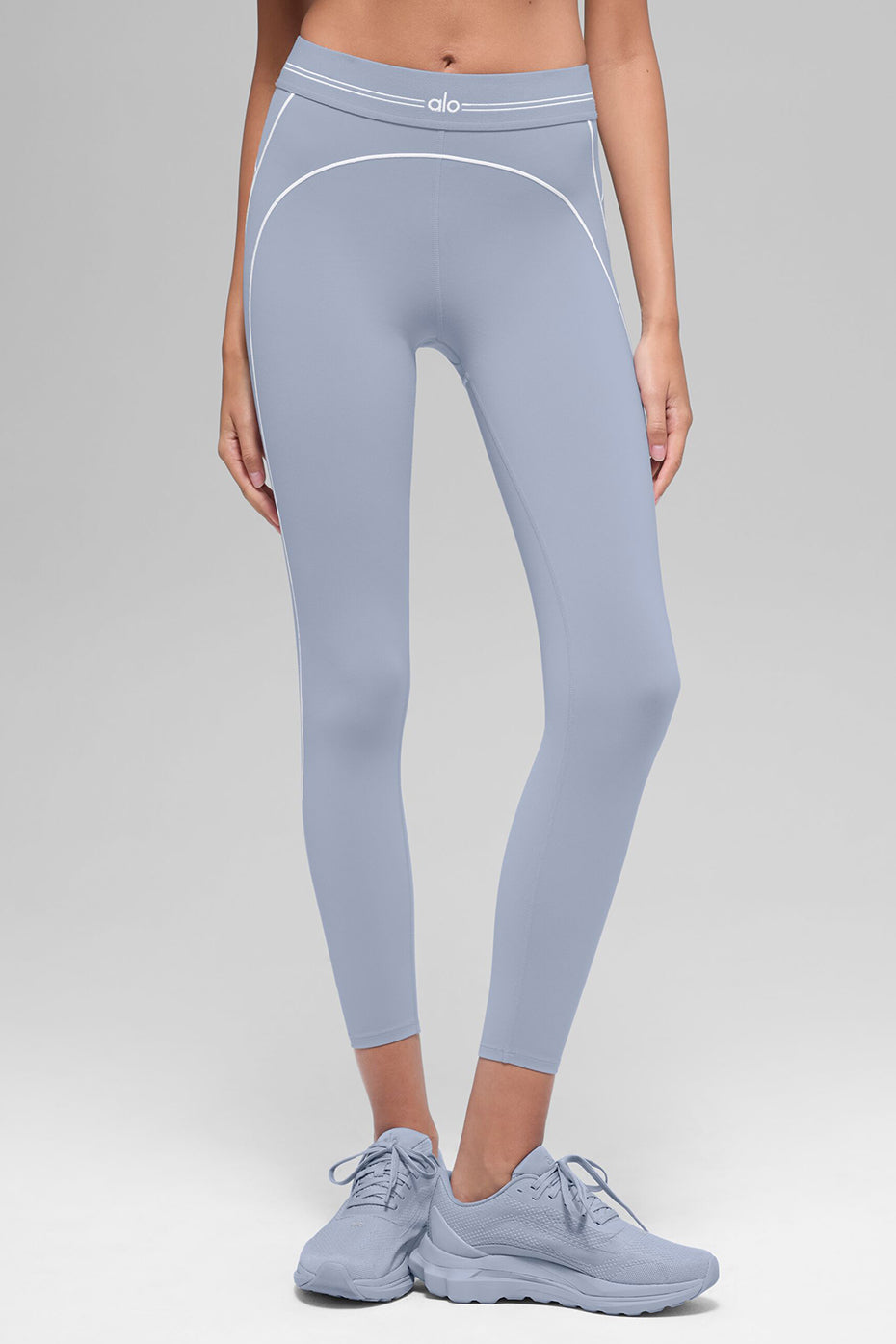 Alo Yoga Airbrush High-Waist 7/8 Heart Throb Legging - Winter Frost/White