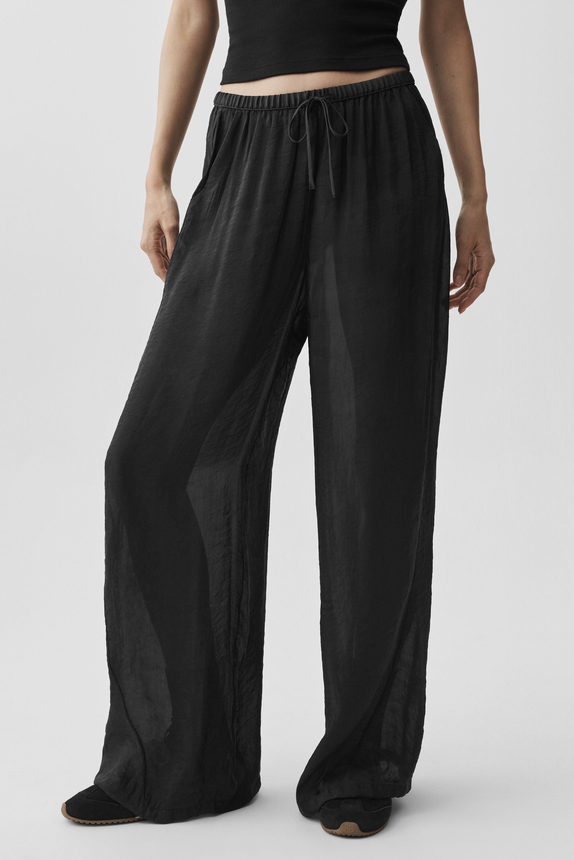 Alo Yoga Semi-Sheer Golden Hour High-Waist Straight Leg Pant - Black