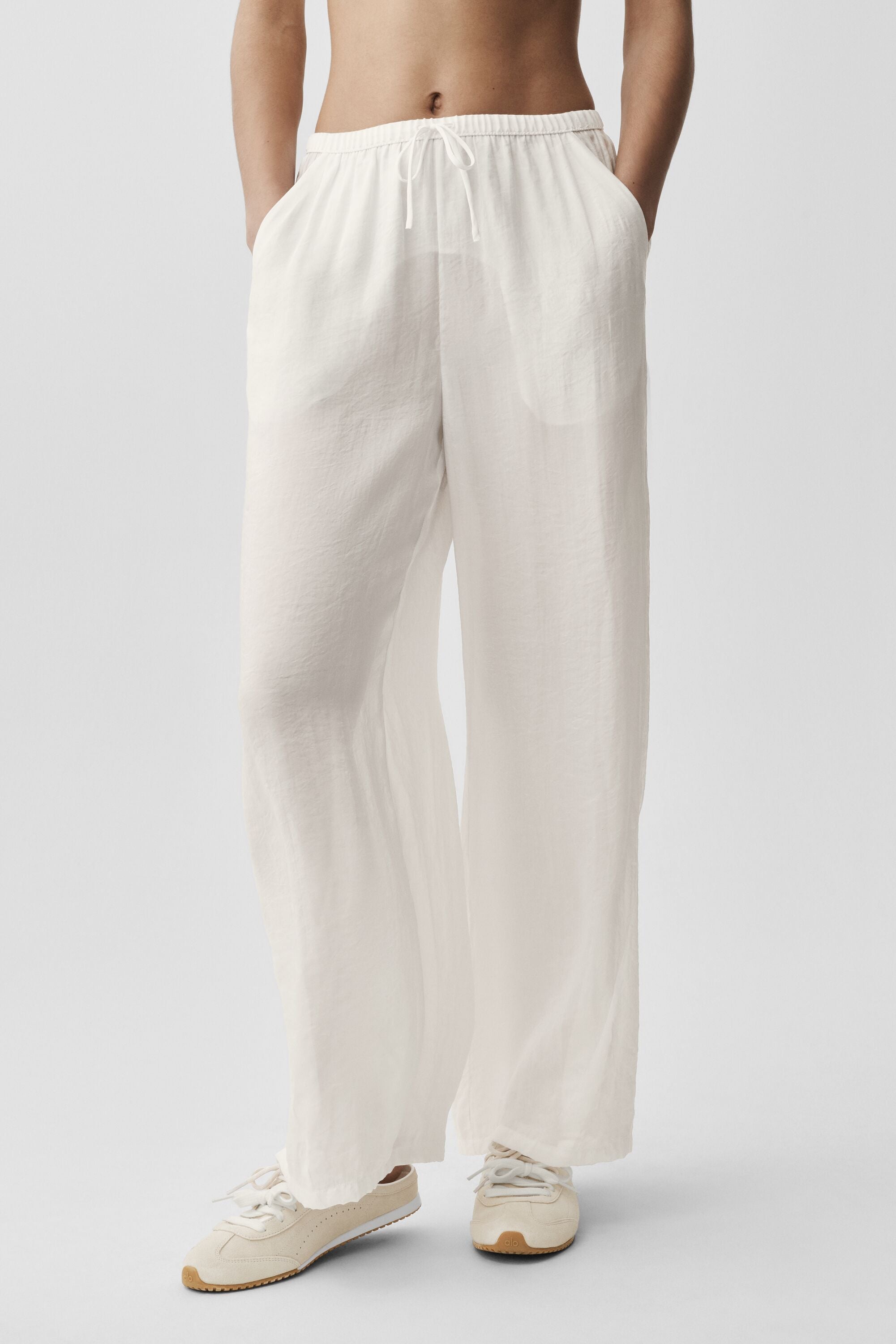 Alo Yoga Semi-Sheer Golden Hour High-Waist Straight Leg Pant - Ivory