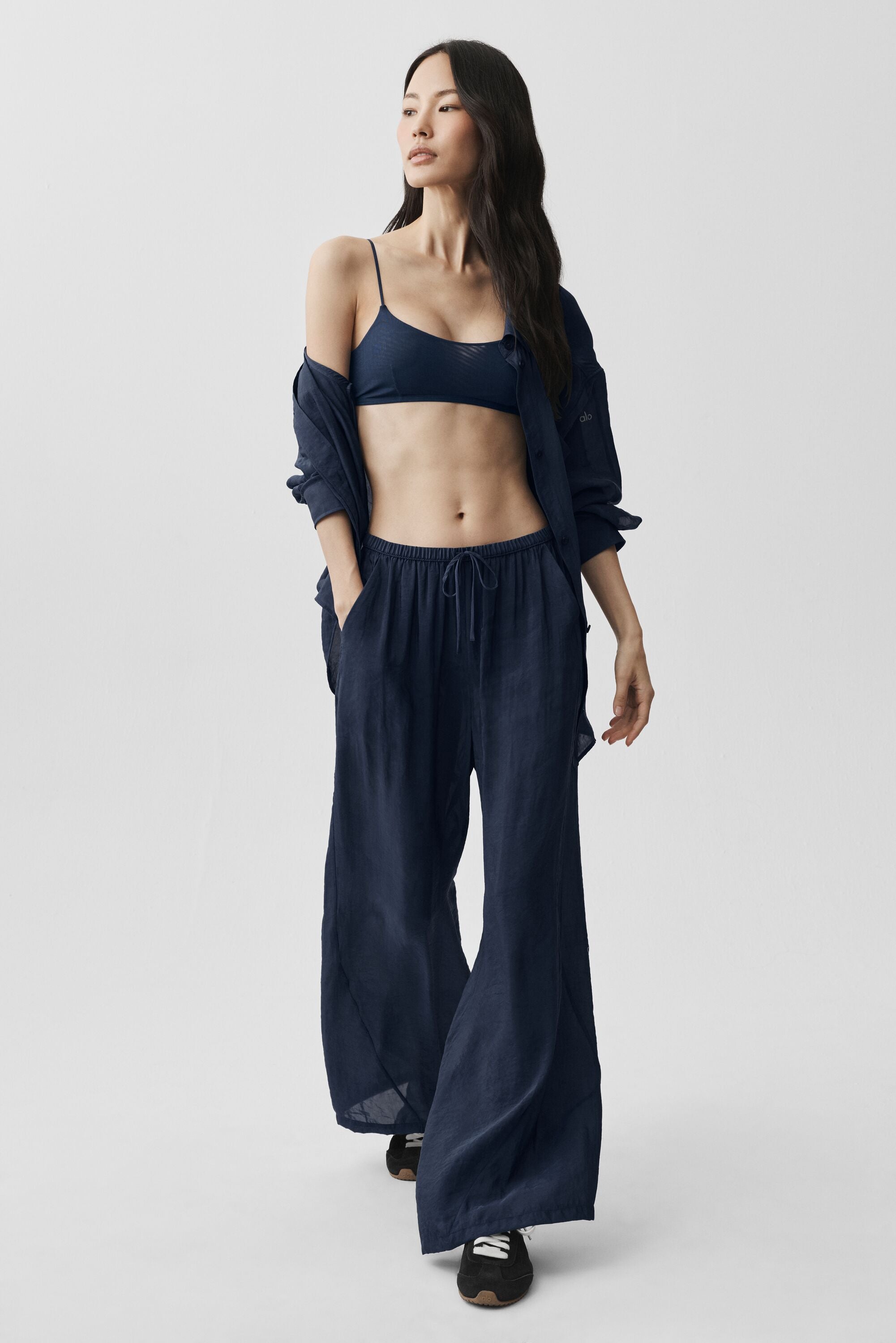 Alo Yoga Semi-Sheer Golden Hour High-Waist Straight Leg Pant - Navy