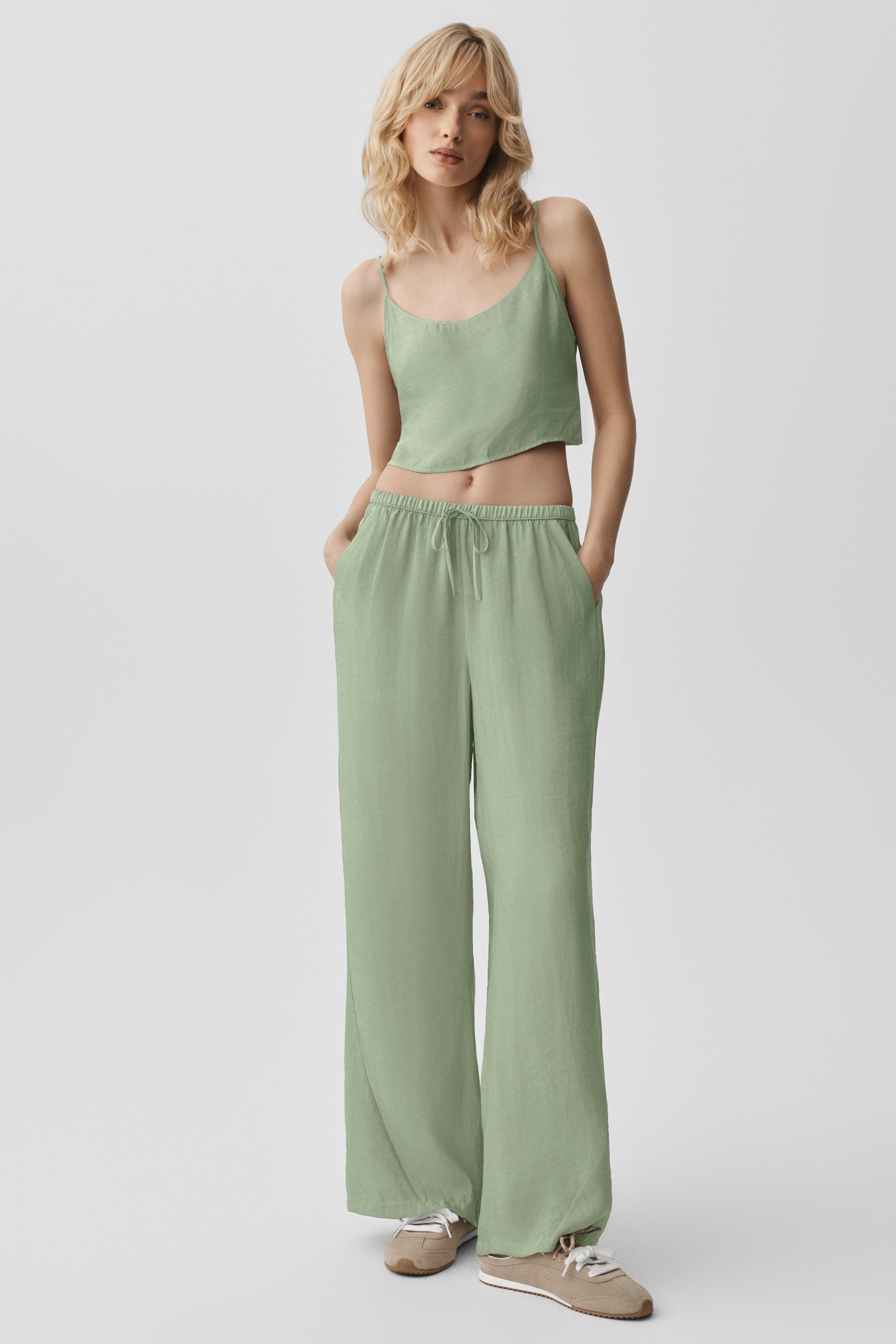 Alo Yoga Semi-Sheer Golden Hour High-Waist Straight Leg Pant - Dune Grass