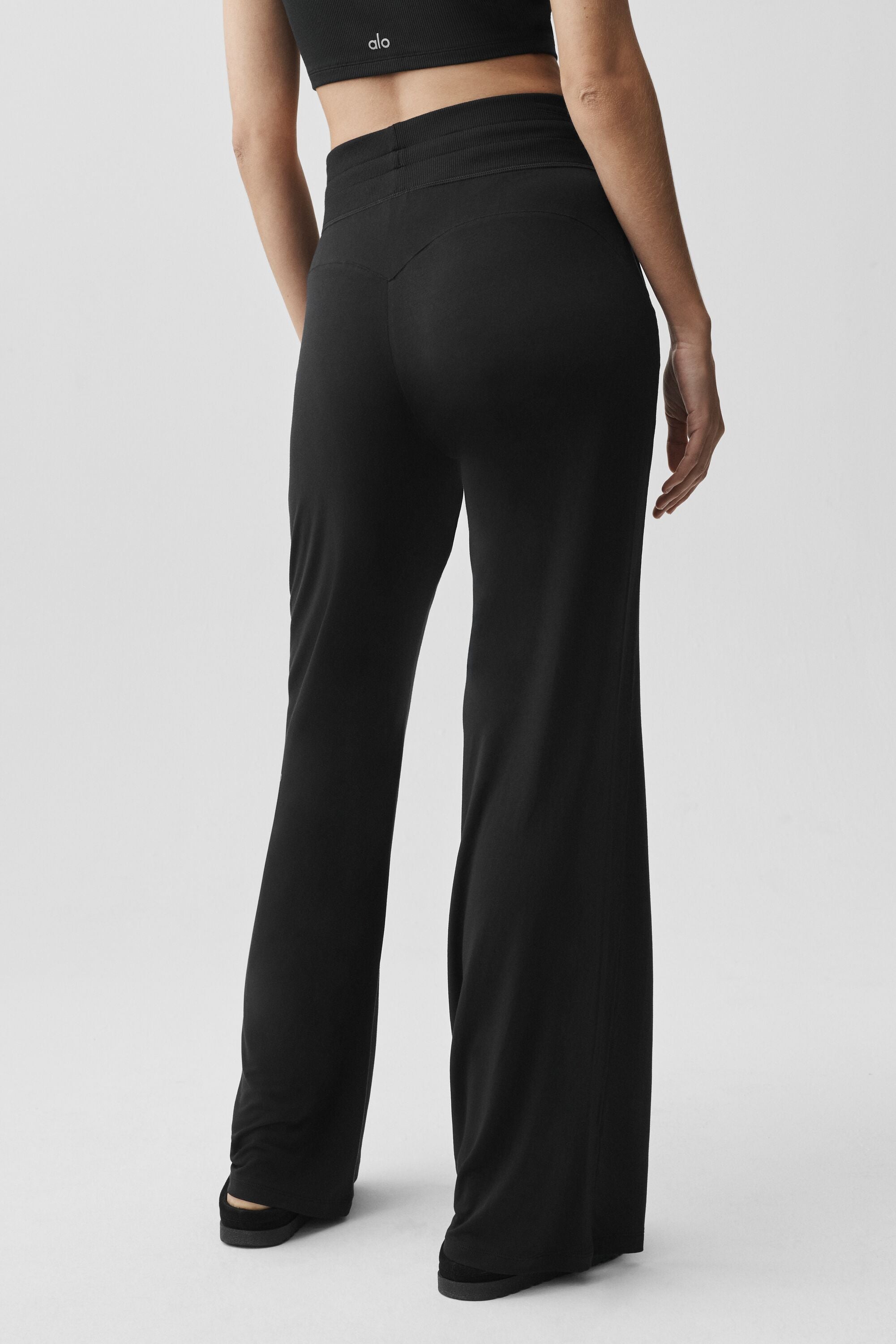 Alo Yoga Semi-Sheer Delicate Lounge Flare Pant (Long) - Black