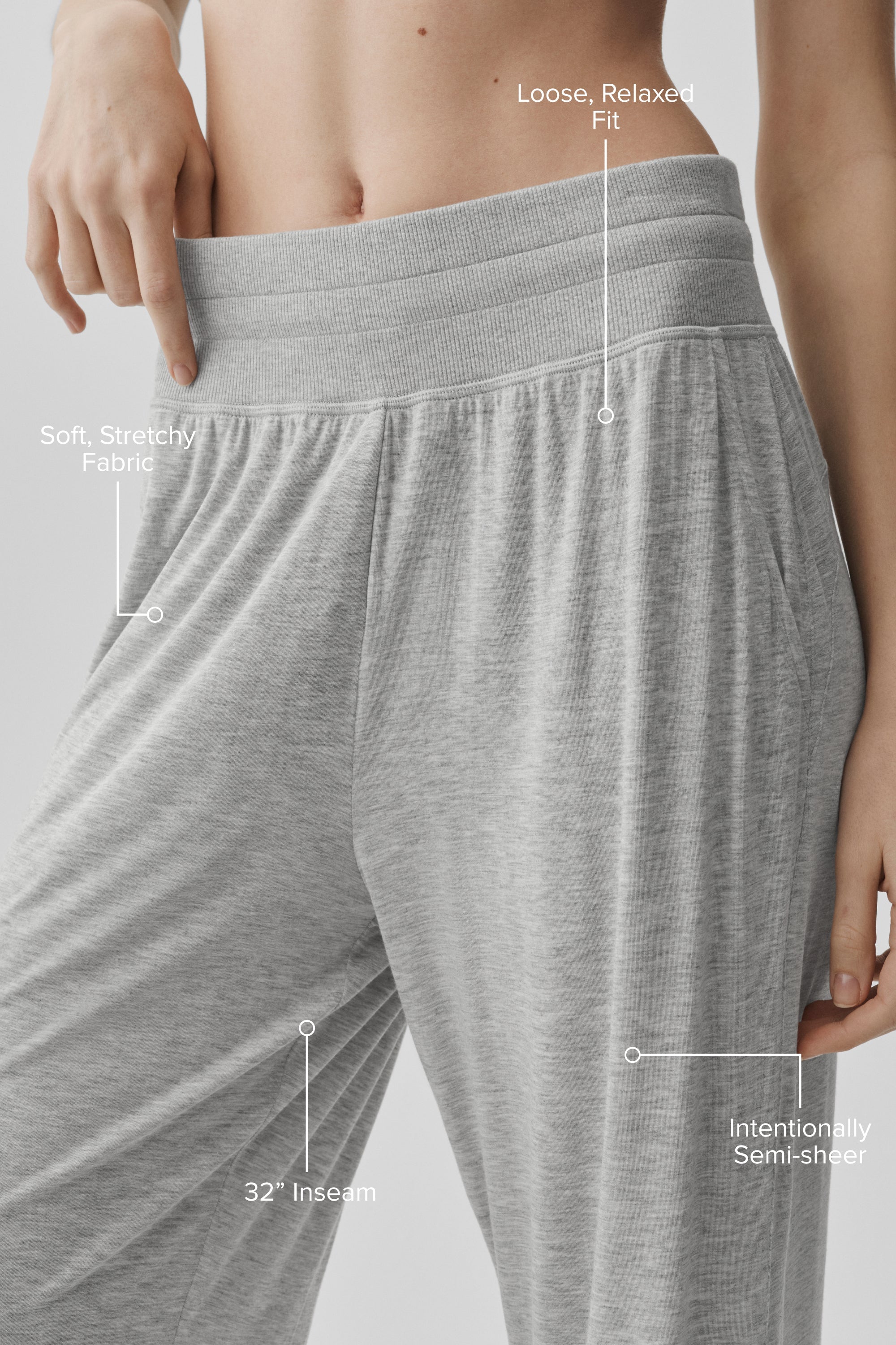 Alo Yoga Semi-Sheer Delicate Lounge Flare Pant (Long) - Athletic Heather Grey