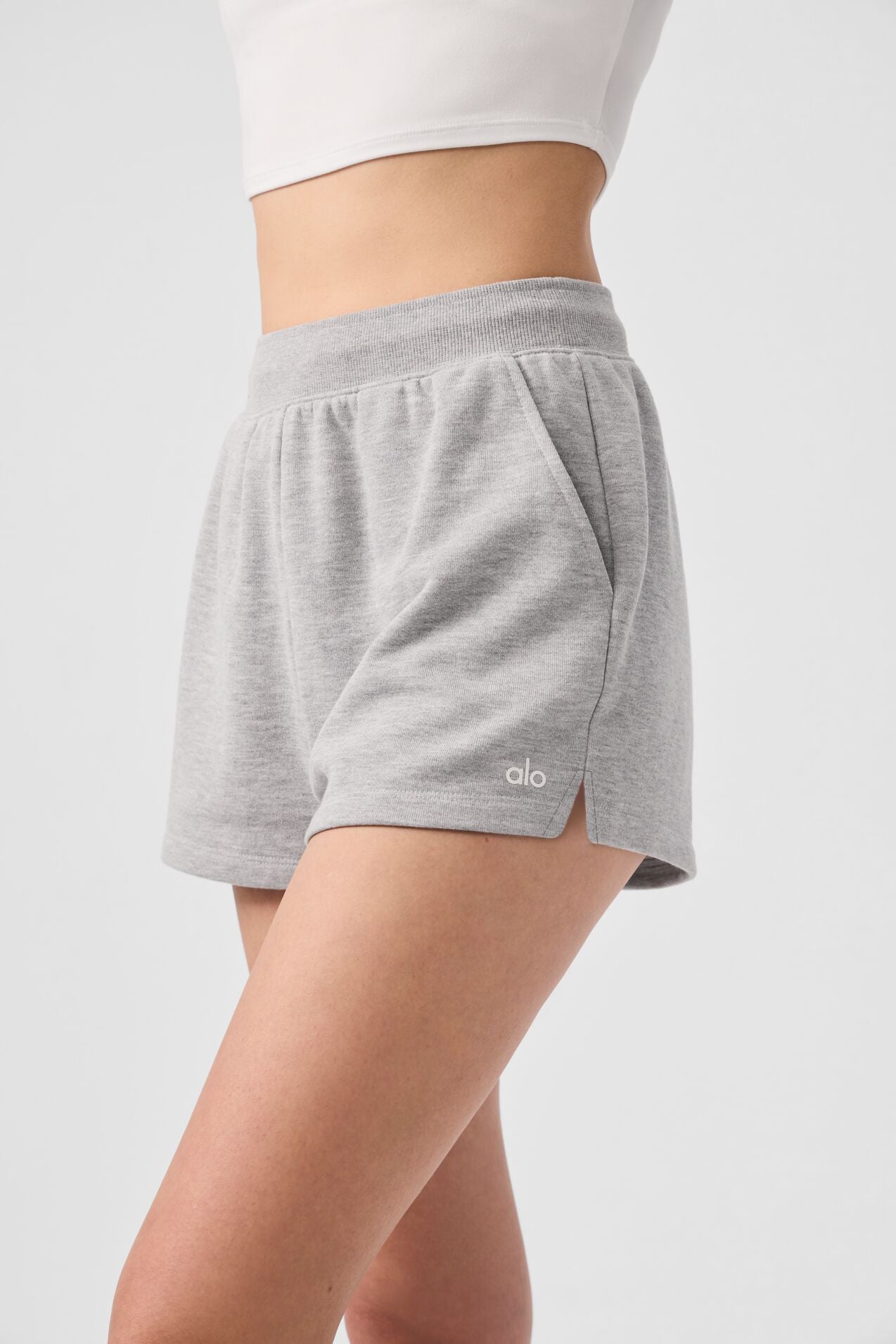 Alo Yoga Low Key Sweat Short - Athletic Heather Grey