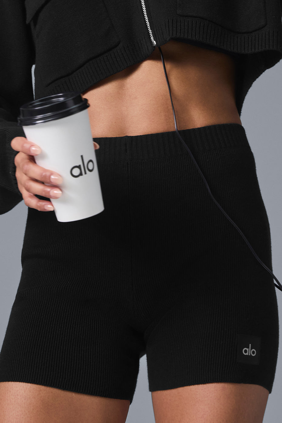 Alo Yoga Scholar Knit High-Waist Short - Black