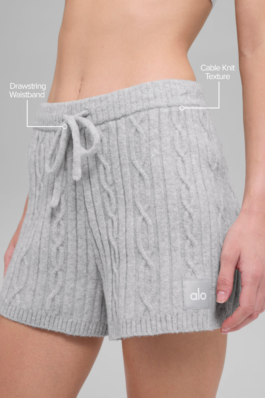 Alo Yoga Cable Knit Winter Bliss Short - Athletic Heather Grey