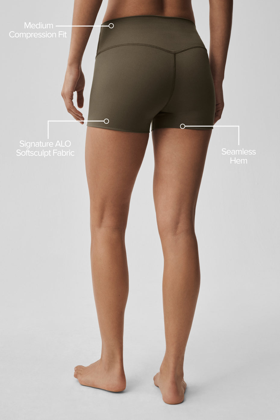 Alo Yoga 3" ALO Softsculpt High-Waist Precision Short - Olive Tree