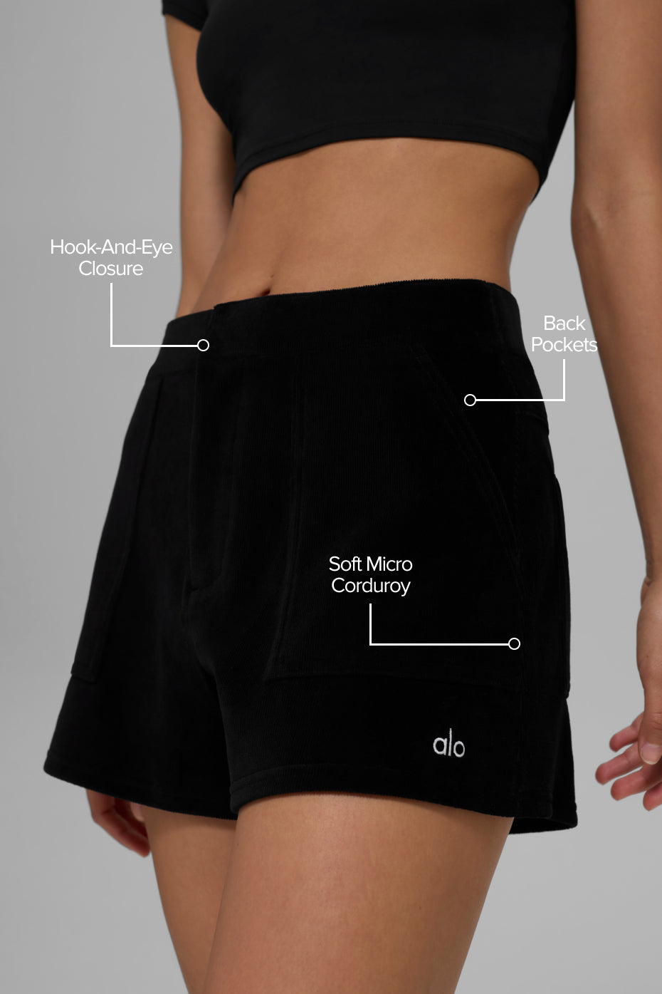 Alo Yoga Micro Corduroy On Duty Short - Black