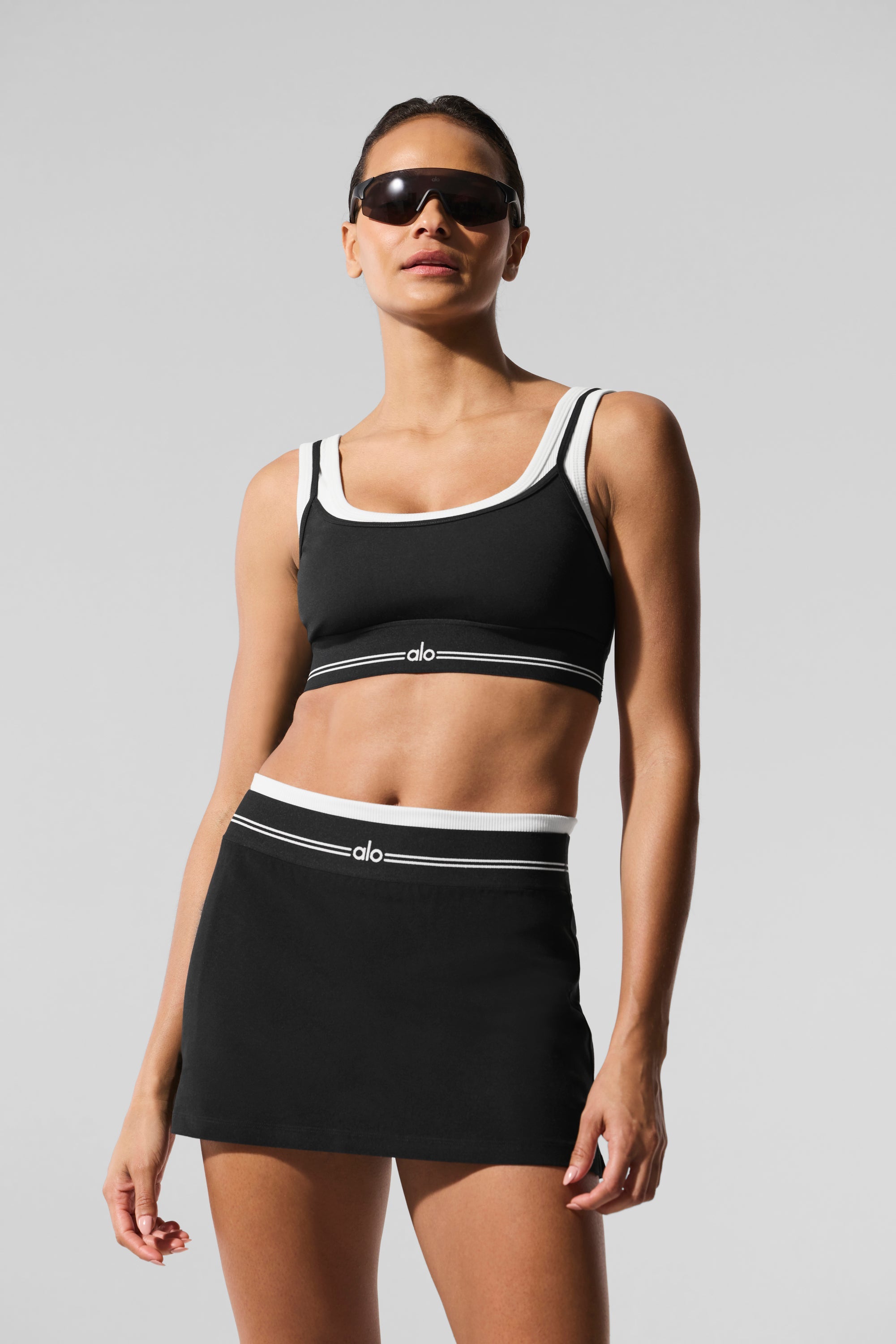 Alo Yoga Airbrush Better Together Tennis Skirt - Black/White