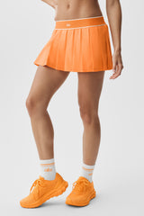 Alo Yoga Low-Rise Amp It Up Tennis Skirt - Satsuma Breeze