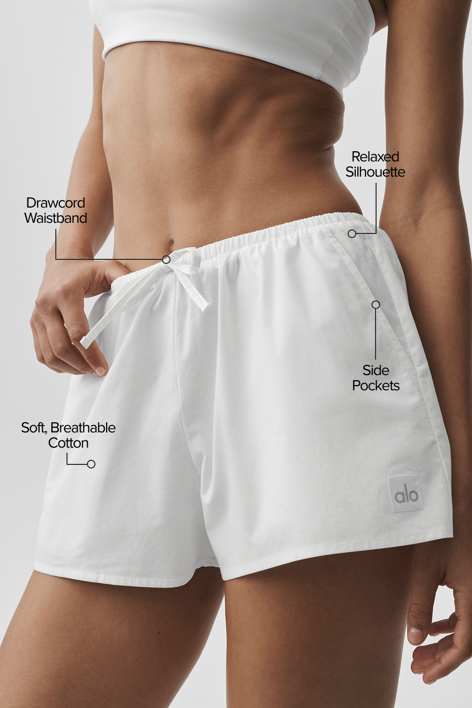 Alo Yoga Cotton High-Waist Real Deal Short - White