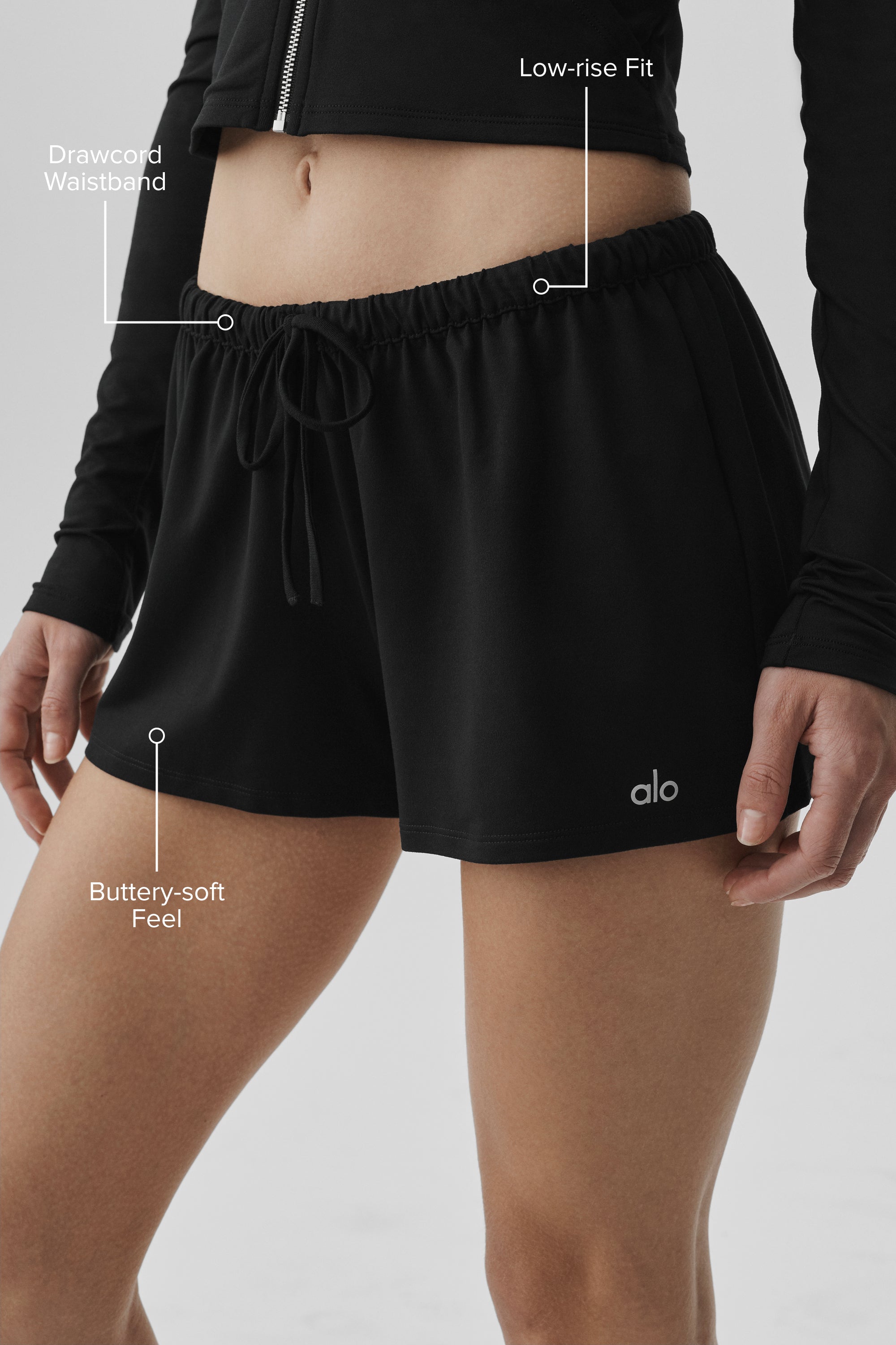 Alo Yoga Alosoft Low-Rise Finesse Short - Black