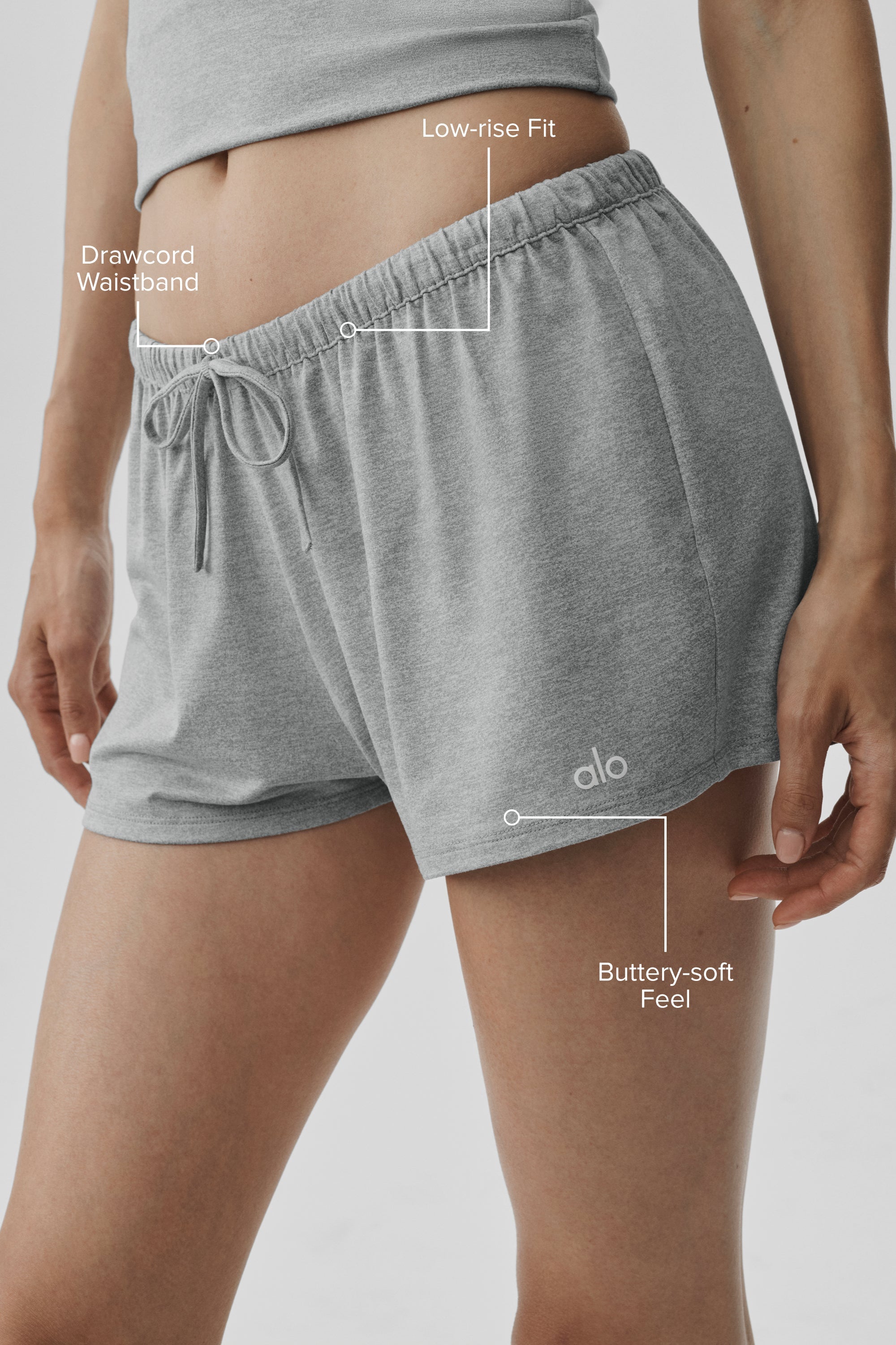 Alo Yoga Alosoft Low-Rise Finesse Short - Vintage Athletic Heather