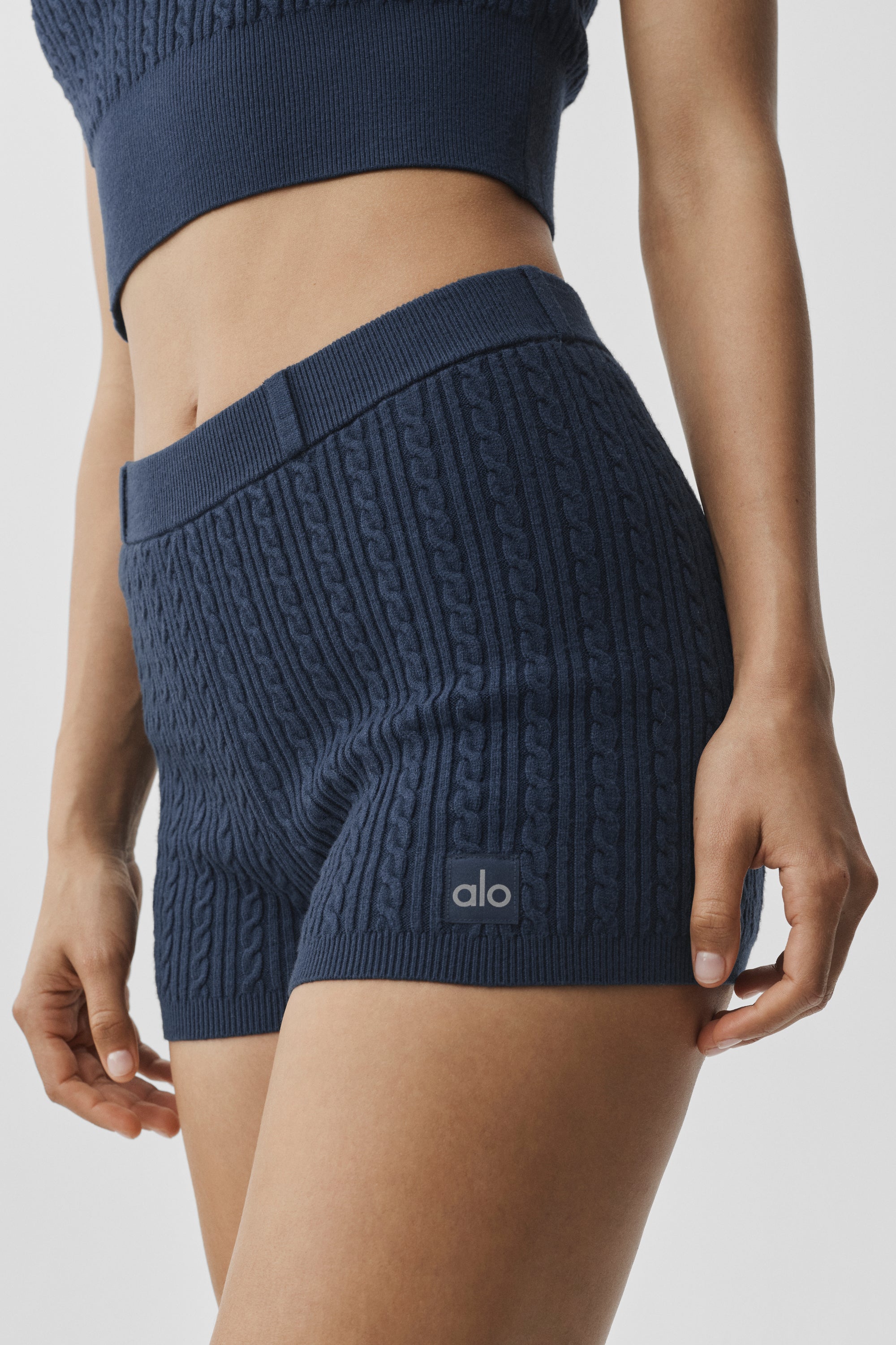 Alo Yoga Mini Cable High-Waist Sweater Short - Navy