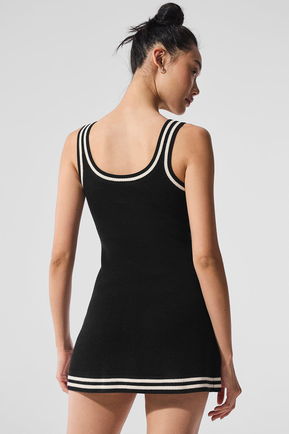 Alo Yoga Tennis Club Sweater Knit Dress - Black/Ivory