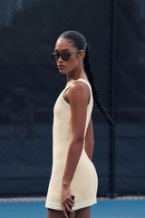 Alo Yoga Tennis Club Sweater Knit Dress - Oatmeal/White