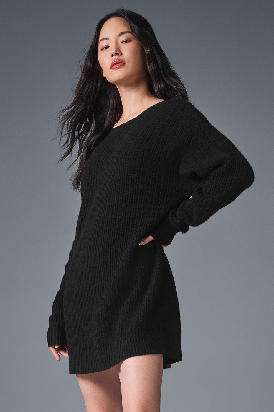 Alo Yoga Cashmere Plush Waffle Dress - Black