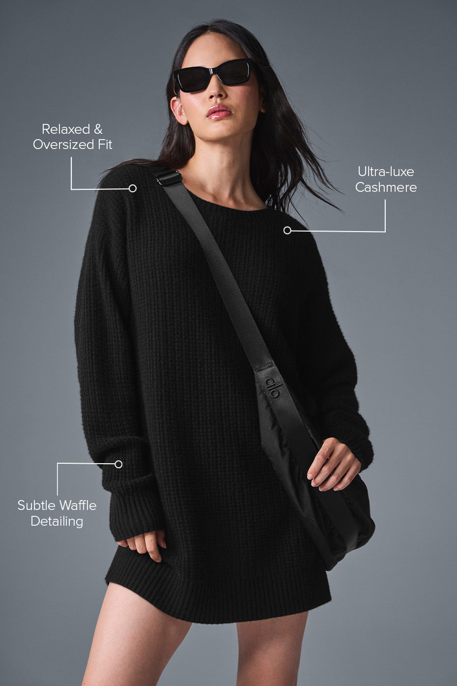 Alo Yoga Cashmere Plush Waffle Dress - Black