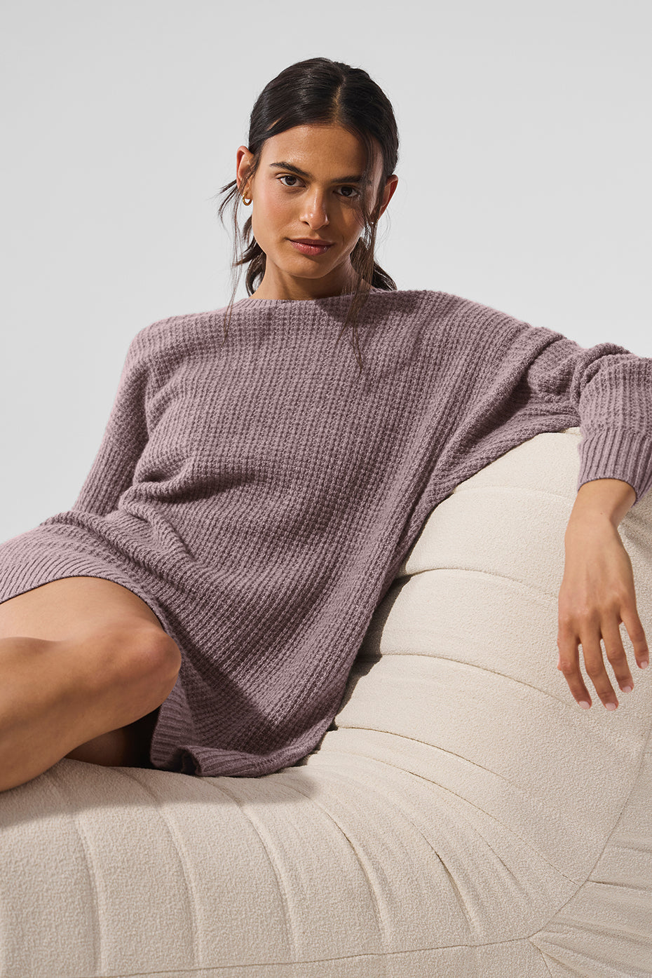 Alo Yoga Cashmere Plush Waffle Dress - Mushroom Heather
